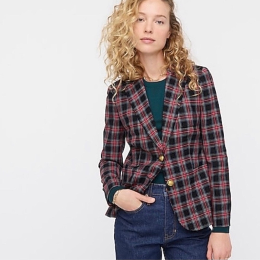 JCrew womens parke blazer size 10 NWT black Stewart tartan